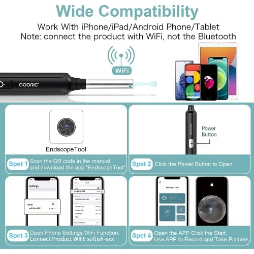 Ear Wax Removal, Ear Wax Remover Tool with 1296P HD Ear Cleaner Camera, 6 Low...