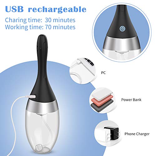 Automatic Electric Enema Bulb with 3 Speeds, Adorime Rechargeable Anti Back-F...