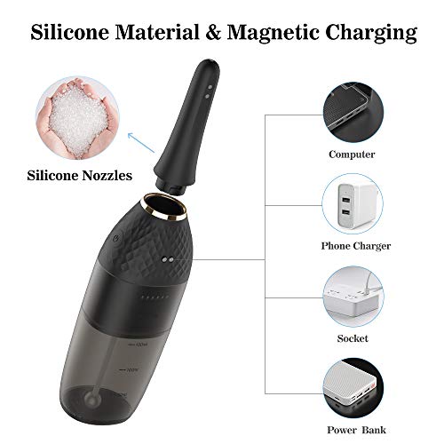 Automatic Electric Silicone Enema Bulb with 5 Speeds, Adorime Rechargeable An...