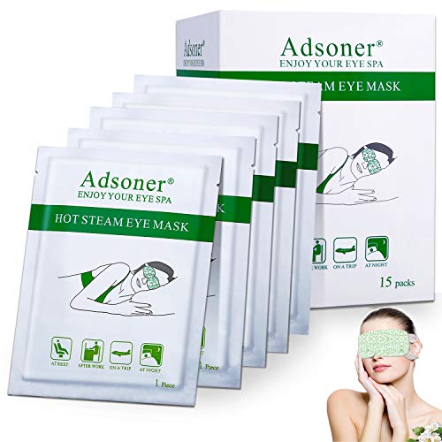 Adsoner Steam Eye Mask, 15 Packs Hot Steam Eye SPA Mask Relieve Eyestrain Rem...
