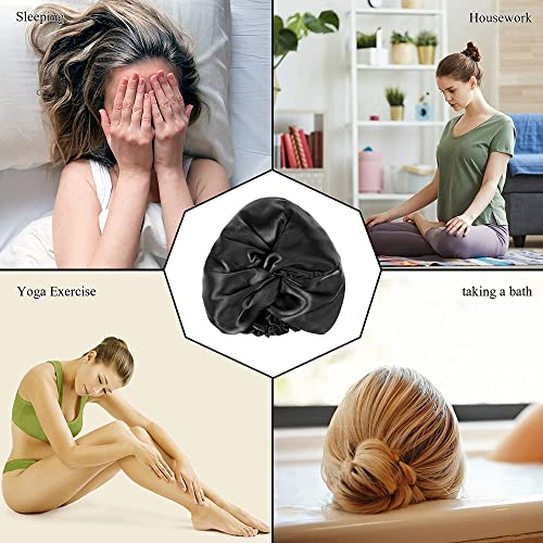 Adubor 23 Momme 100% Mulberry Silk Sleep Cap for Women Hair Care, Natural Sil...