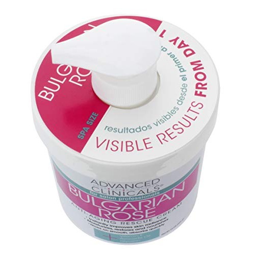 Advanced Clinicals Bulgarian Rose Oil Cream Anti-Aging Rescue for Face, Hands...