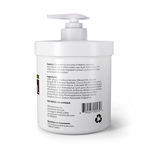 Advanced Clinicals Coconut Oil Cream. Spa size 16oz Moisturizing Cream. Cocon...