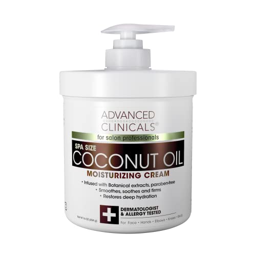 Advanced Clinicals Coconut Oil Cream. Spa size 16oz Moisturizing Cream. Cocon...