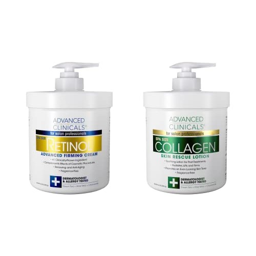 Advanced Clinicals Retinol Cream and Collagen Cream Skin Care set. Value anti...