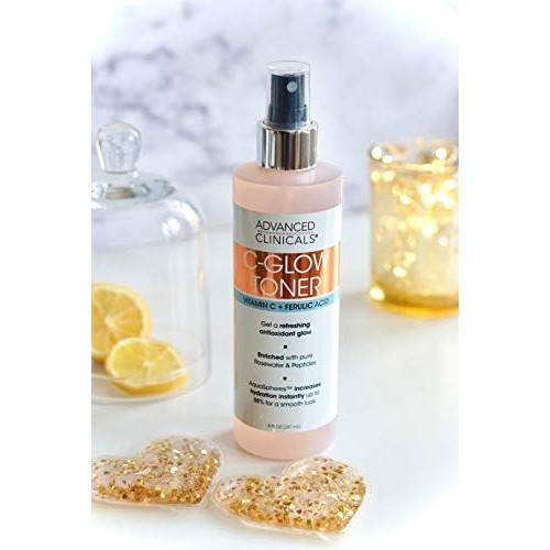 Advanced Clinicals Vitamin C Facial Mist Toner W/Rosewater & Peptides. Vitami...