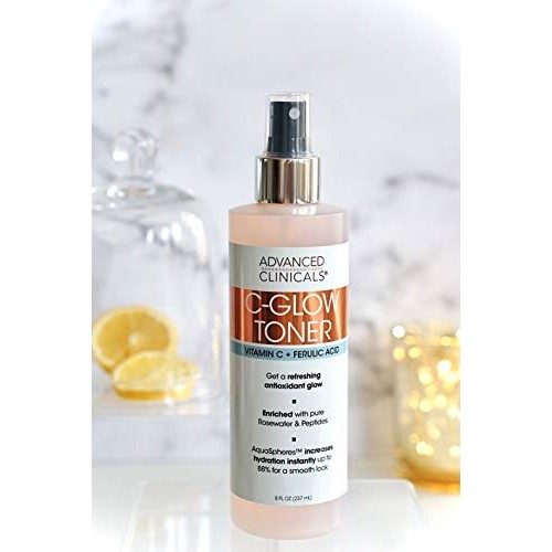 Advanced Clinicals Vitamin C Facial Mist Toner W/Rosewater & Peptides. Vitami...