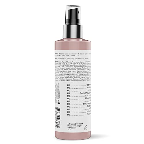 Advanced Clinicals Vitamin C Facial Mist Toner W/Rosewater & Peptides. Vitami...