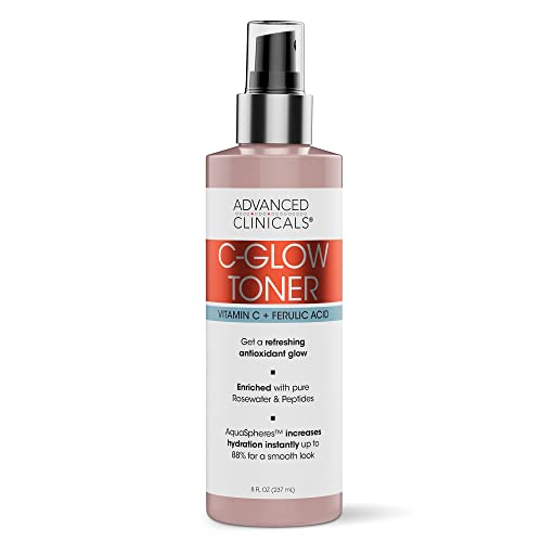 Advanced Clinicals Vitamin C Facial Mist Toner W/Rosewater & Peptides. Vitami...
