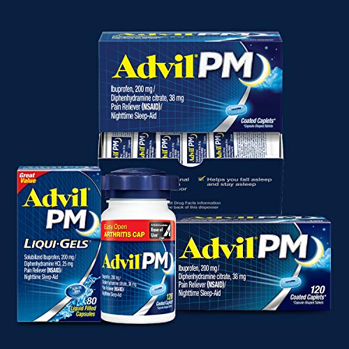 Advil PM Liqui-Gels Pain Reliever and Nighttime Sleep Aid, Pain Medicine with...