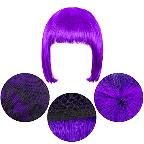 ADXCO 12 Pieces Party Wigs and Sunglass Set Include Neon Short Bob Wig Colorf...