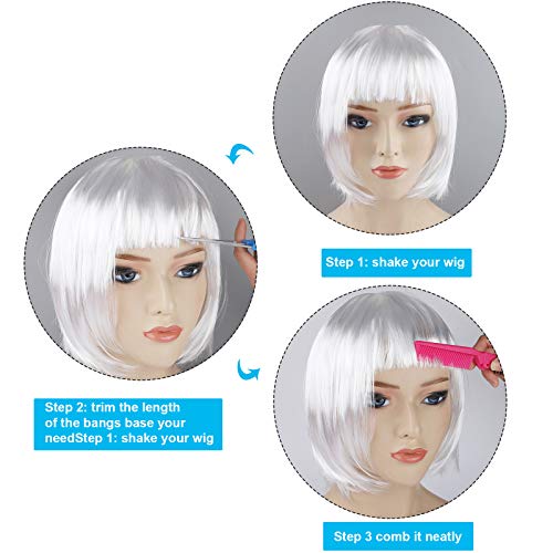 ADXCO 12 Pieces Party Wigs and Sunglass Set Include Neon Short Bob Wig Colorf...