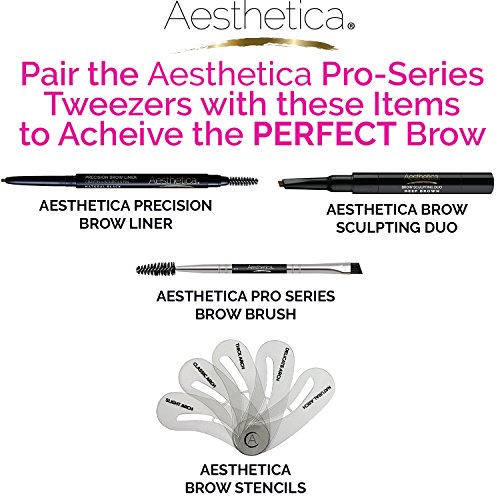Aesthetica Pro-Series Angled Tweezers - Professional Stainless Steel Precisio...