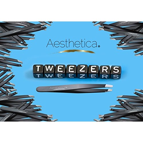 Aesthetica Pro-Series Angled Tweezers - Professional Stainless Steel Precisio...