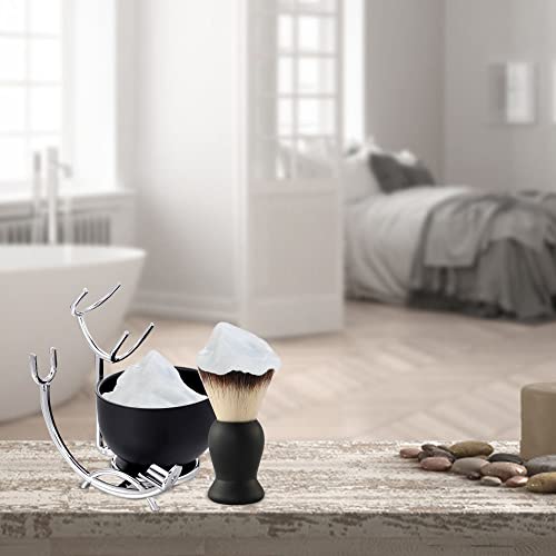 Aethland Shaving Brush Set with Black Solid Wood Handle, Shaving Kit for Men ...