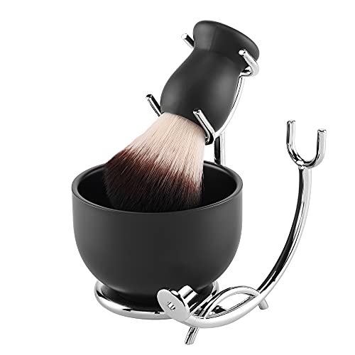 Aethland Shaving Brush Set with Black Solid Wood Handle, Shaving Kit for Men ...