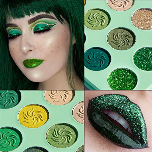 Green Eyeshadow Palette Matte Glitter,Afflano Highly Pigmented Pro Makeup Pal...