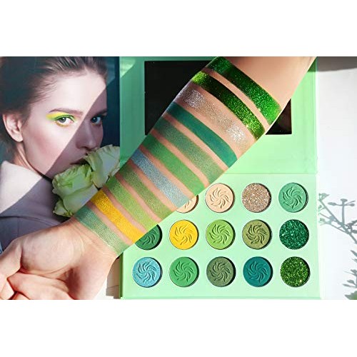 Green Eyeshadow Palette Matte Glitter,Afflano Highly Pigmented Pro Makeup Pal...