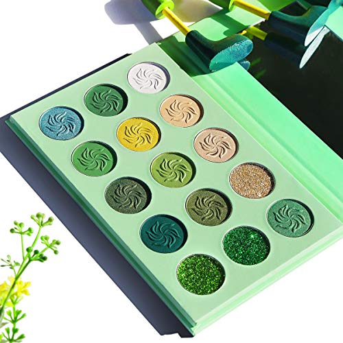Green Eyeshadow Palette Matte Glitter,Afflano Highly Pigmented Pro Makeup Pal...