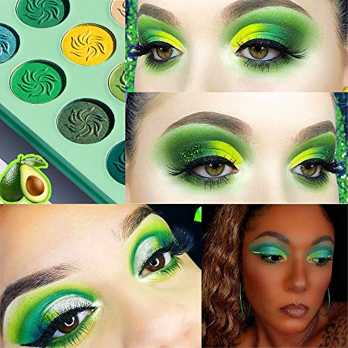 Green Eyeshadow Palette Matte Glitter,Afflano Highly Pigmented Pro Makeup Pal...