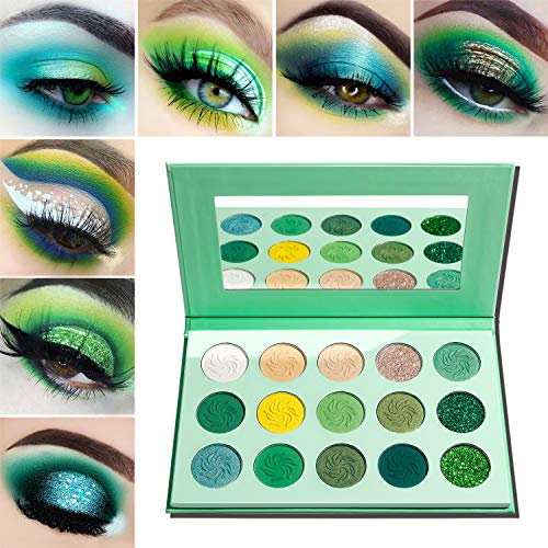 Green Eyeshadow Palette Matte Glitter,Afflano Highly Pigmented Pro Makeup Pal...