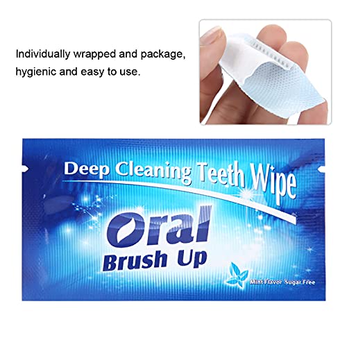 50Pcs Wipe Cloth Tooth, Disposable Fresh Breath Finger Toothbrush for Oral De...