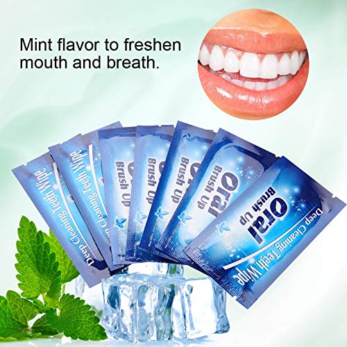 50Pcs Wipe Cloth Tooth, Disposable Fresh Breath Finger Toothbrush for Oral De...