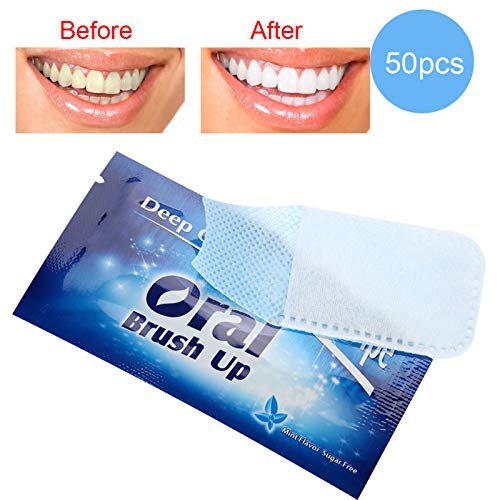 50Pcs Wipe Cloth Tooth, Disposable Fresh Breath Finger Toothbrush for Oral De...