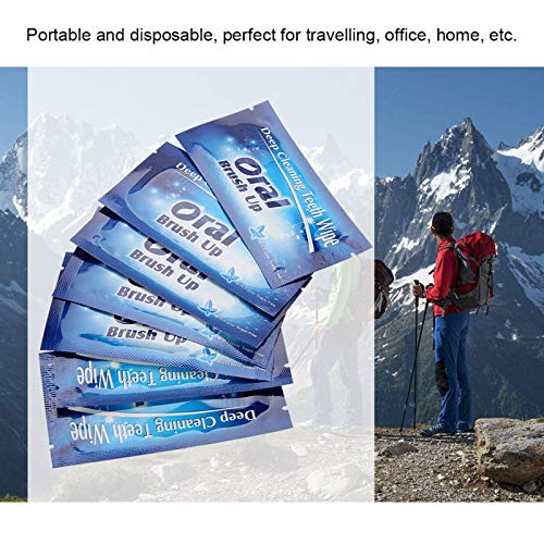 50Pcs Wipe Cloth Tooth, Disposable Fresh Breath Finger Toothbrush for Oral De...