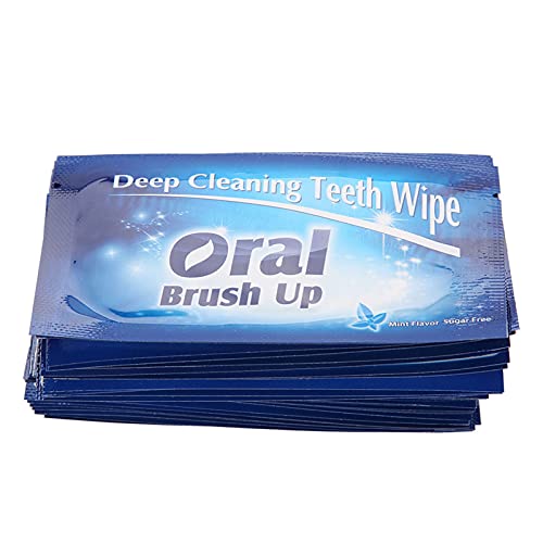 50Pcs Wipe Cloth Tooth, Disposable Fresh Breath Finger Toothbrush for Oral De...