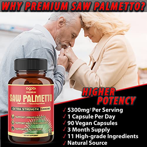 Premium Saw Palmetto Capsules - Equivalent To 5300mg Combined With Ashwagandh...