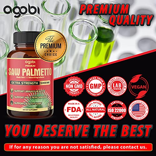 Premium Saw Palmetto Capsules - Equivalent To 5300mg Combined With Ashwagandh...