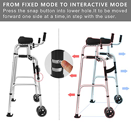 AHB Folding Walker with 4 Wheels and Arm Rest Pad, Lightweight Standard Walke...