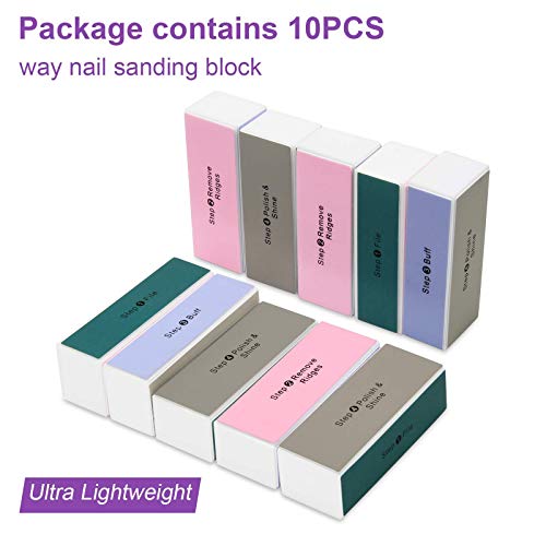 Ahier 10 pcs Nail Buffer, 4 Way Colorful Nail Art Shiner Polisher Buffing San...