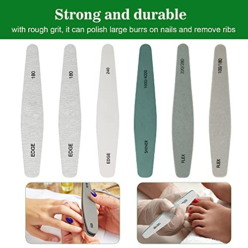 Nail Files and Buffer, Ahier Professional Manicure Tools Kit 6pcs Rectangular...