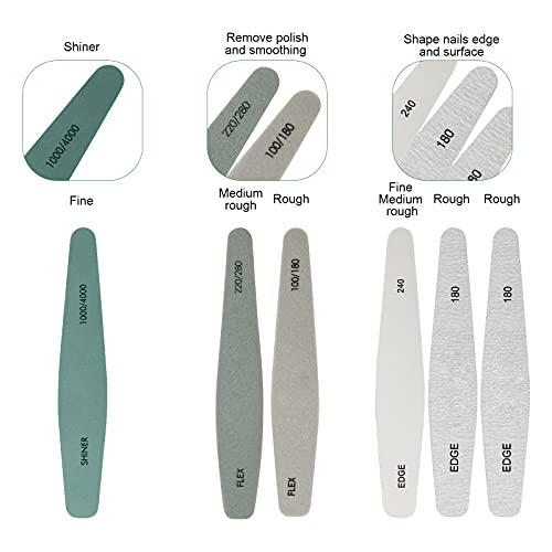 Nail Files and Buffer, Ahier Professional Manicure Tools Kit 6pcs Rectangular...