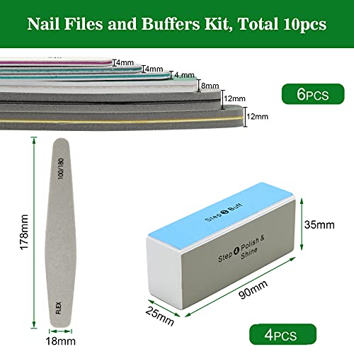 Nail Files and Buffer, Ahier Professional Manicure Tools Kit 6pcs Rectangular...