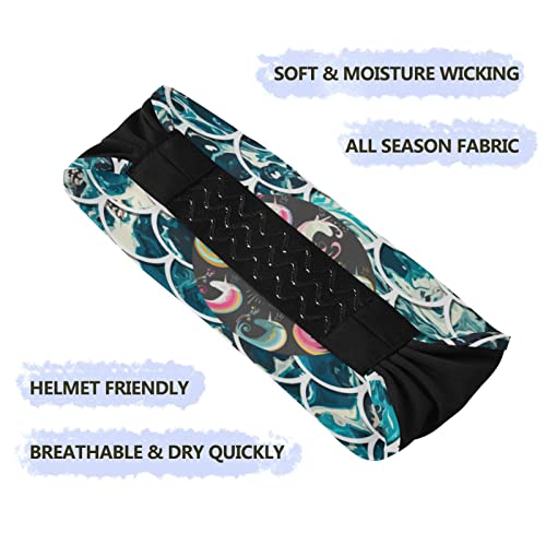 Workout Headbands for Women, Fish Scales Unicorn Moon Rainbow Dream Yoga Spor...