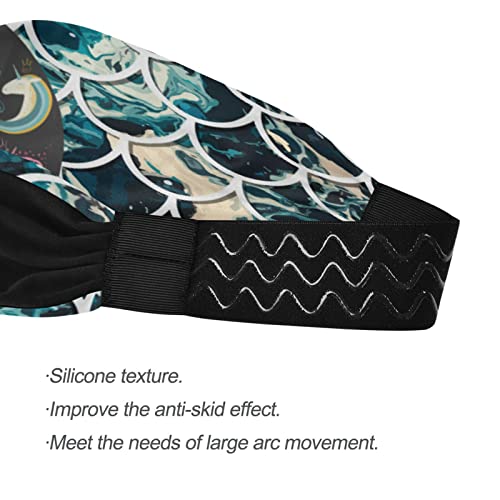 Workout Headbands for Women, Fish Scales Unicorn Moon Rainbow Dream Yoga Spor...
