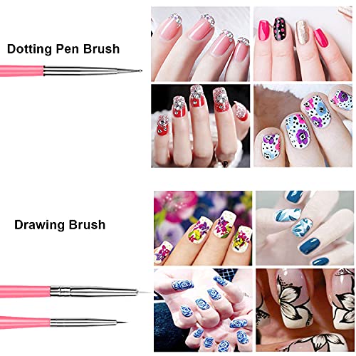 AIBEE 20pcs Nail Art Design Tools, 15pcs Nail Art Brushes Kit with 5pcs Nail ...