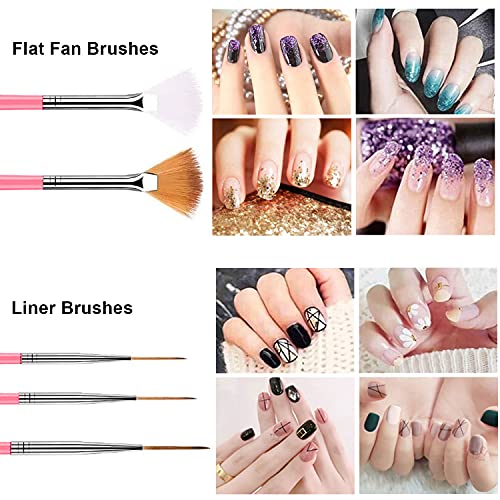 AIBEE 20pcs Nail Art Design Tools, 15pcs Nail Art Brushes Kit with 5pcs Nail ...