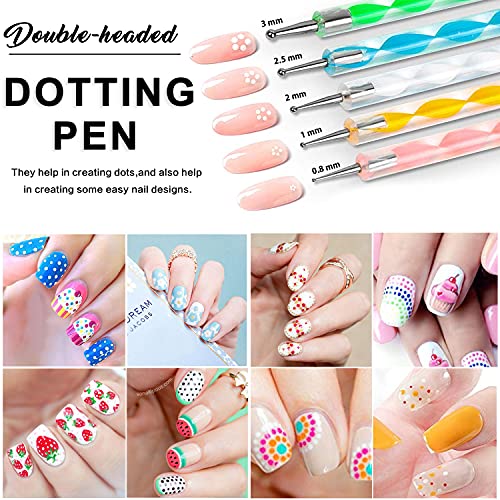 AIBEE 20pcs Nail Art Design Tools, 15pcs Nail Art Brushes Kit with 5pcs Nail ...