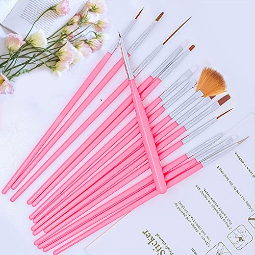 AIBEE 20pcs Nail Art Design Tools, 15pcs Nail Art Brushes Kit with 5pcs Nail ...