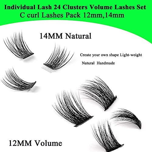 DIY Eyelash Extension Kit, 3D Effect Glue Bonded Band Individual Lashes 24 Cl...