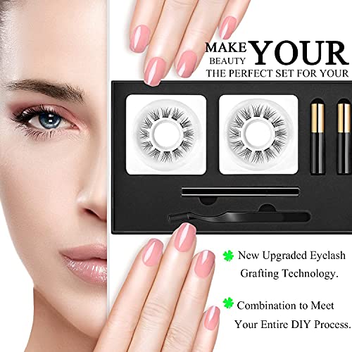 DIY Eyelash Extension Kit, 3D Effect Glue Bonded Band Individual Lashes 24 Cl...