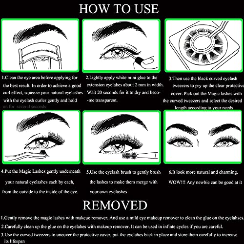 DIY Eyelash Extension Kit, 3D Effect Glue Bonded Band Individual Lashes 24 Cl...