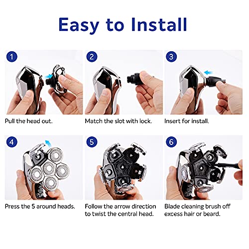 AidallsWellup Men’s 5-in-1 Electric Head Shaver for Bald Men - Head Shaver fo...