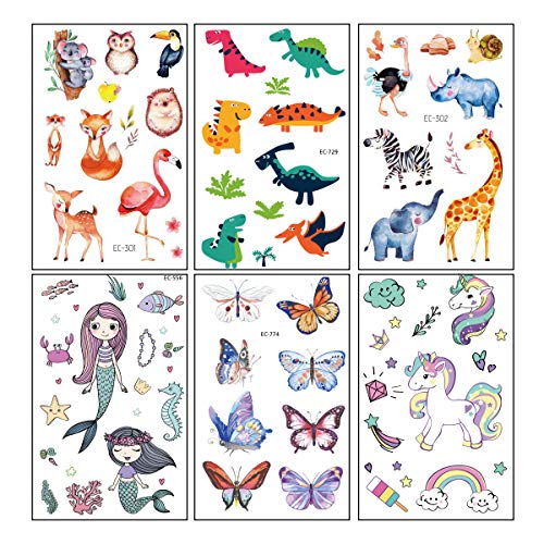Temporary Tattoos for Kids, Waterproof Birthday Party Supplies Unicorn Mermai...