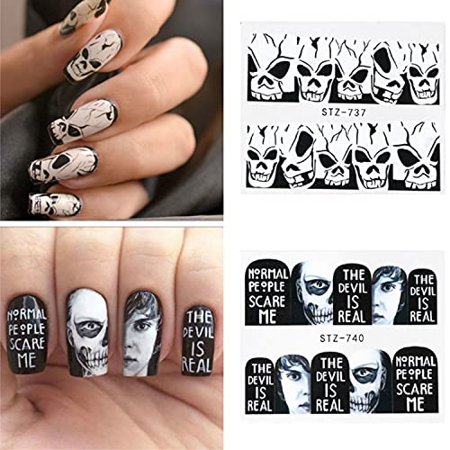 Halloween Nail Stickers Decals Charms Decorate 24 Sheets Day of The Dead Them...