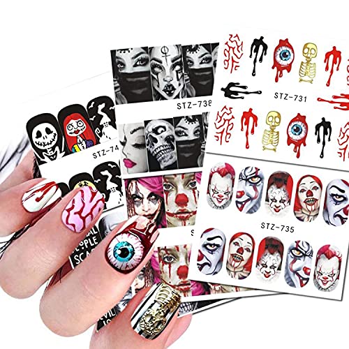 Halloween Nail Stickers Decals Charms Decorate 24 Sheets Day of The Dead Them...